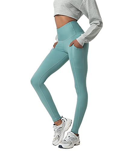 Pantalones de yoga para mujer, leggings de cintura alta con bolsillos,  mallas de entrenamiento para gimnasio