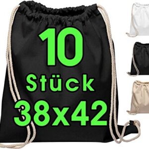 10 Bolsas de algodón, 38x42cm bolsa de deporte - mochila bolsa de tela bolsa de gimnasia