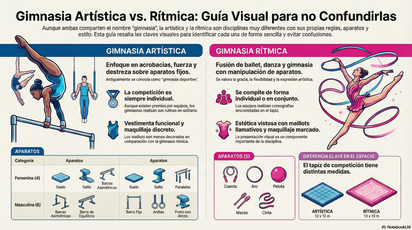 Cuál es la diferencia entre gimnasia artística y gimnasia rítmica