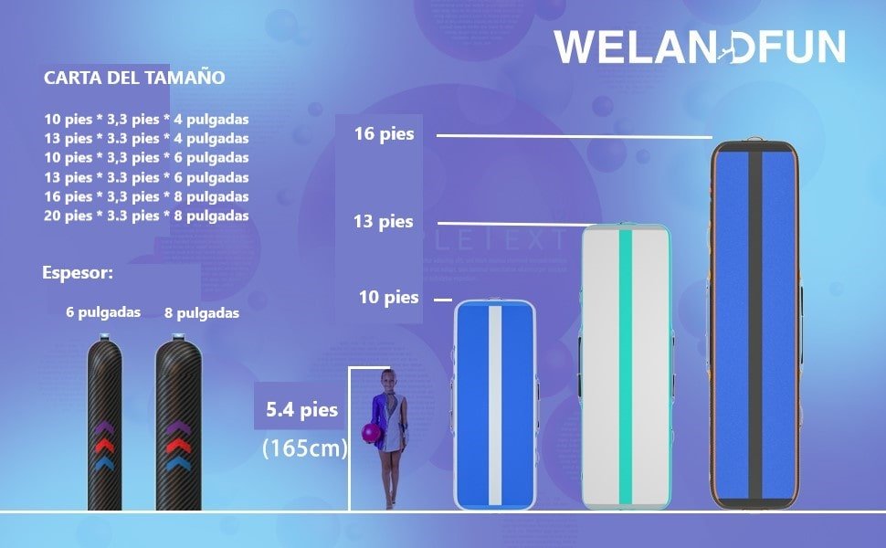 Airtrack WelandFun, Air Gymnastics, Colchoneta de Entrenamiento - Imagen 3