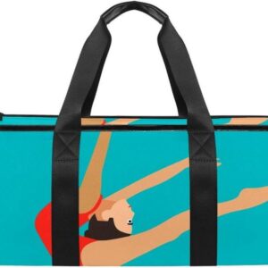 Rítmica y artística de gimnasia de lona bolsa de transporte de hombro bolsa de viaje para gimnasio, deportes, baile, viajes, fin de semana