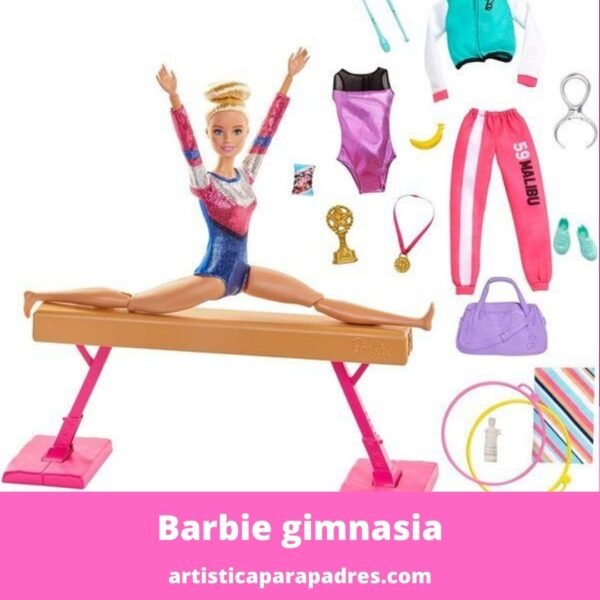 barbie gimnasta artística con barra de equilibrios